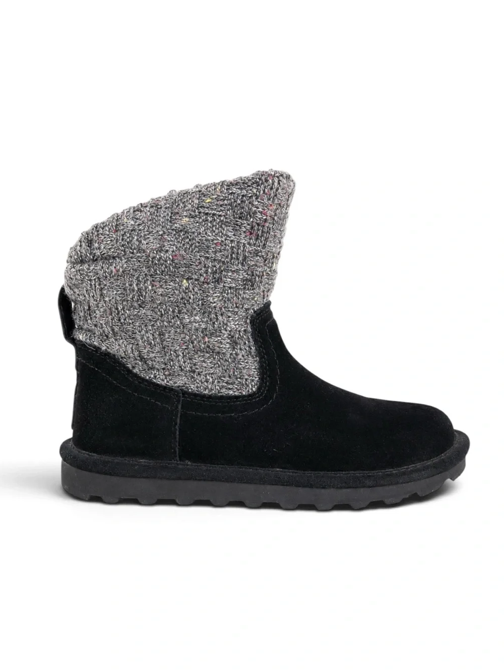 BEARPAW Virginia Suede Knit Shearling Winter Boots Black Size 6